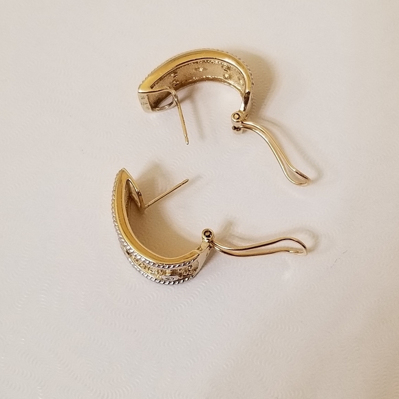 14k Diamond French Clip Hoops Earrings - Picture 8 of 13